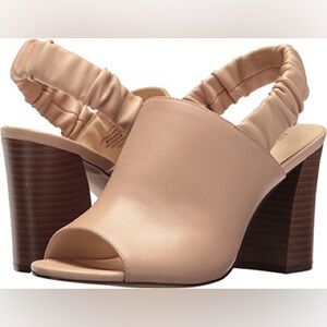 NINE WEST SLINGBACKS HEELS Natural Leather Women's Shoes Casual